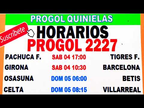 Horarios Progol 2227 | Progol Revancha 2227 Horarios | Progol 2227 | #progol2227 | #progol2227