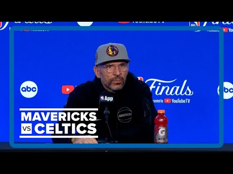 NBA Finals: Jason Kidd gives postgame interviews after Mavericks Game 5 loss to the Boston Celtics