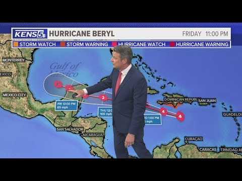 What is expected to happen once Hurricane Beryl reaches the Gulf of Mexico?