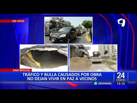 San Miguel: Vecinos denuncian caos vehicular y bulla por obras para tapar enorme forado en pista