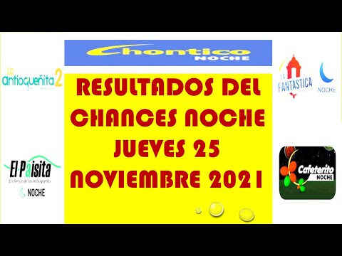 Resultados del CHANCES NOCHE de jueves 25 noviembre 2021 LOTERIAS DE HOY RESULTADOS NOCHE