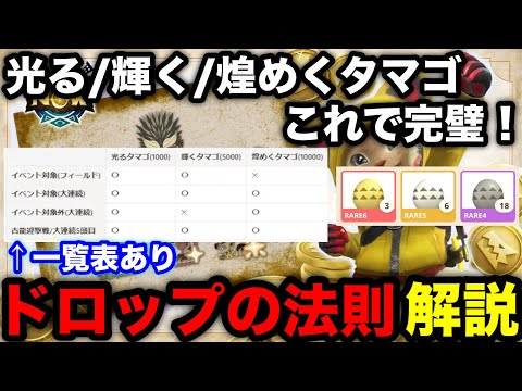 【モンハンnow】結局なにがどれから落ちる？光る/輝く/煌めくタマゴのドロップ法則をまとめて解説！【モンスターハンターNow/モンハンNOW/モンハンなう/モンハンナウ】