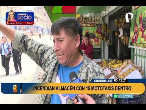 Incendio consume 15 mototaxis en Chorrillos: dueño de almacén dice que el siniestro fue provocado