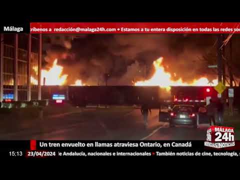 Noticia - Un tren envuelto en llamas atraviesa Ontario, en Canadá