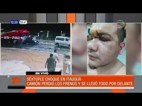 Séxtuple choque en Itauguá, camión perdió los frenos