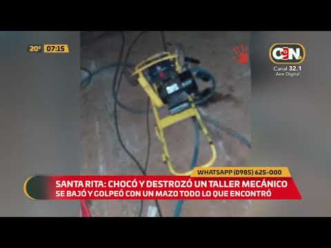 Santa Rita: Destrozos en taller mecánico.