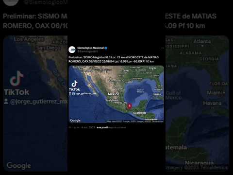 este viernes 6 octubre 2023 en #cdmx #sismo magnitud 6.3 grados #richter ep. Matías Romero #oaxaca