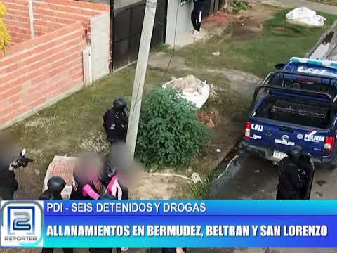 PDI - SIES DETENIDOS DROGAS EN ALINEAMIENTOS EN BERMUDEZ, BELTRAN Y SAN LORENZO