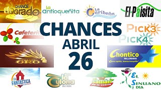 Resultados del Chance del Lunes 26 de Abril de 2021 | Loterias ????????????????