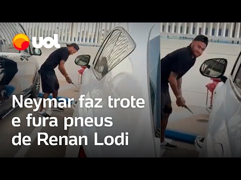 Neymar fura pneu do carro de Renan Lodi e se vinga de pegadinha do colega de Al-Hilal