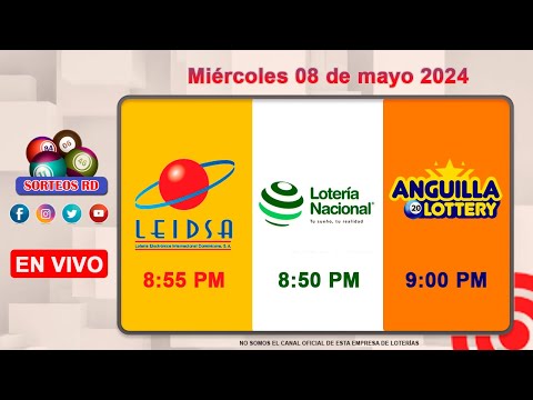 Lotería Nacional LEIDSA y Anguilla Lottery en Vivo ?Miércoles 08 de mayo 2024 --8:55 PM