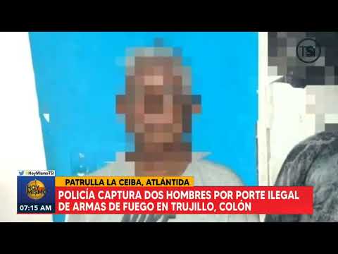 Policía captura dos hombres por porte ilegal de armas de fuego en Trujillo, Colón