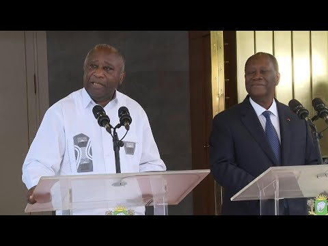 Côte d'Ivoire: le président Ouattara et son ex-rival Gbagbo s'adresse à la presse | AFP Images