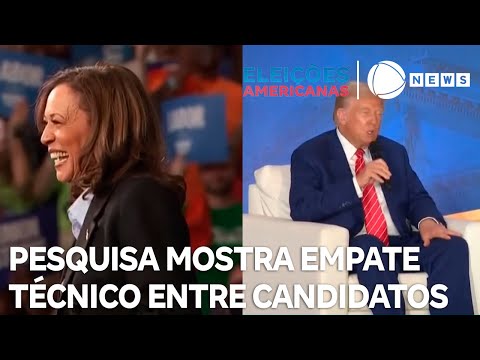 Pesquisa aponta empate técnico entre Kamala Harris e Donald Trump