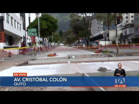 Continúan los trabajos de repavimentación en la avenida Cristóbal Colón, en Quito