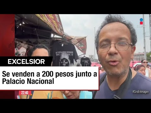 Playeras de la Santa Muerte a favor de López Obrador se venden junto a Palacio Nacional