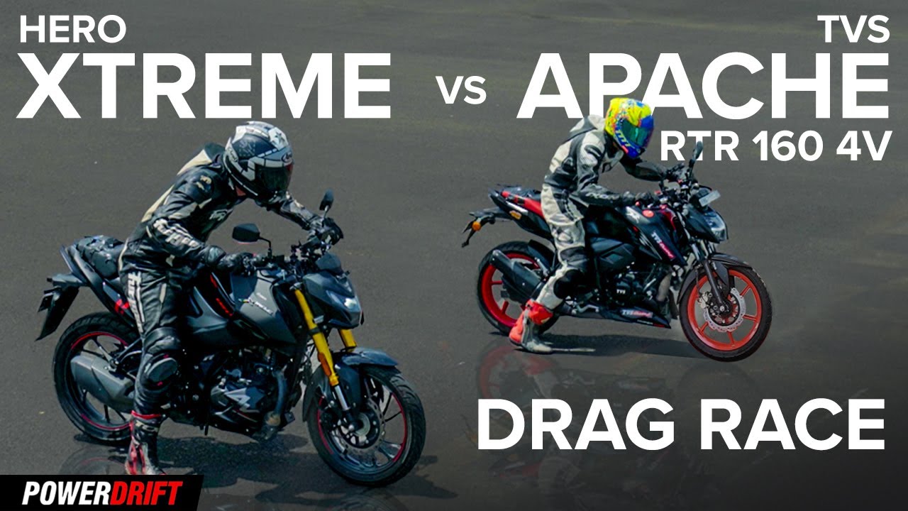 Hero Xtreme 160R 4V vs TVS Apache RTR 160 4V | Drag Race | PowerDrift