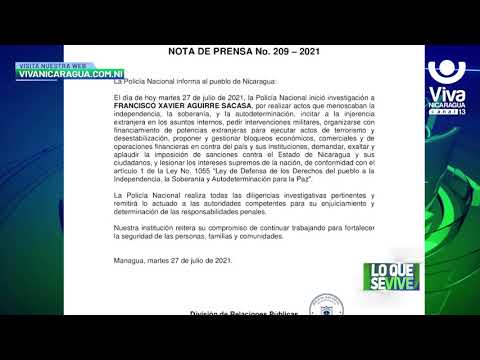 Policía Nacional investiga a Francisco Aguirre Sacasa