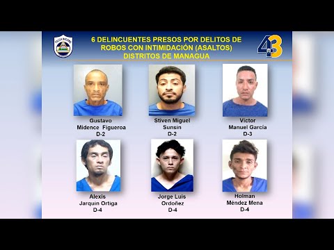 Más de 30 presuntos delincuentes capturados recientemente en Nicaragua