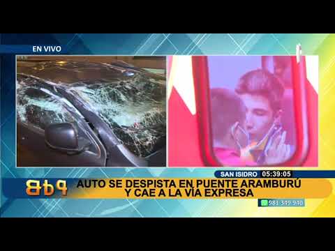 San Isidro: auto se despista en puente Aramburú y cae en la vía Expresa tras persecución policial