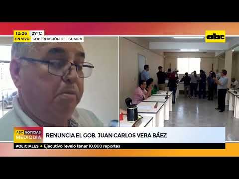 Gobernador de Guairá renuncia y Junta convoca a sesión de urgencia