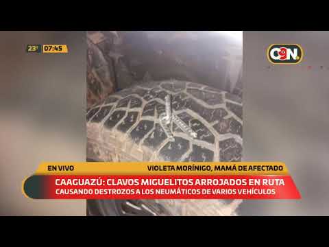 Caaguazú: Clavos miguelitos arrojados en la ruta
