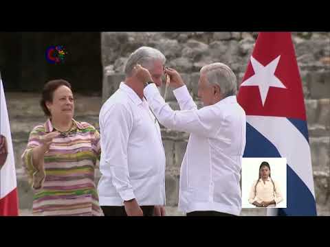 México condecora al presidente de Cuba con la Orden Águila Azteca