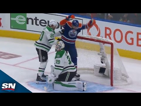 Oilers Zach Hyman Tips One Home From Deep In His Office