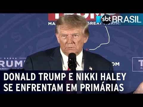 Donald Trump e Nikki Haley se enfrentam em primárias republicanas nos EUA | SBT Brasil (23/01/24)