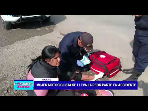 Moche: Mujer motociclista se lleva la peor parte en accidente