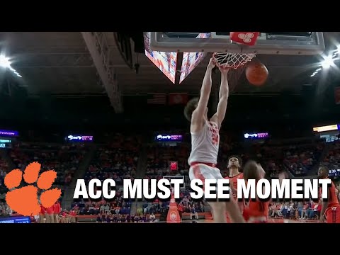 Acc Football Basketball 🏀 Clemson's P.J. Hall Slams Home The Inbounds Pass | ACC Must See Moment