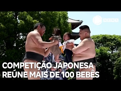 Sumô do choro: competição japonesa reúne mais de 100 bebês