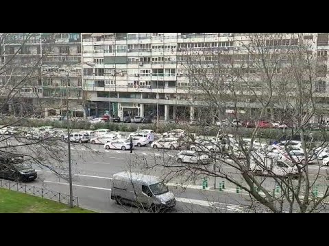 Concentración de taxis en Madrid