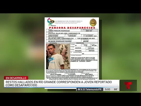 Osamenta hallada en Río Grande corresponde a joven desaparecido