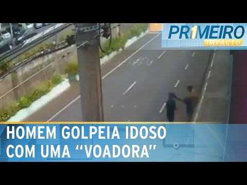 Idoso é atingido por golpe “voadora” de desconhecido em São Paulo | Primeiro Impacto (02/02/24)