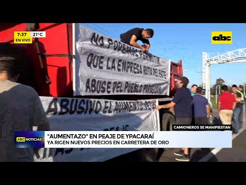 Camioneros se manifiestan contra la suba de tarifa del peaje en Ypacaraí