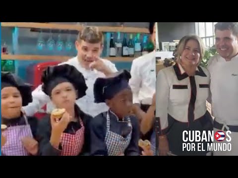 Chef de Lis Cuesta cocina en  donas para niños, en un país donde no hay ni harina para el pan
