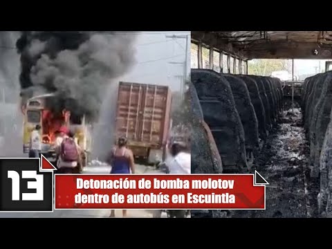 Detonación de bomba molotov dentro de autobús en Escuintla
