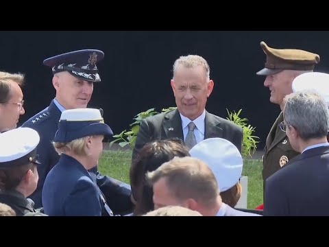 Tom Hanks, Steven Spielberg arrive for D-Day memorial service at American cemetery in Normandy