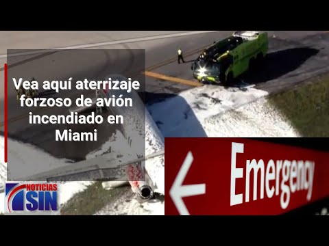 Vea aterrizaje forzoso avión incendiado en Miami