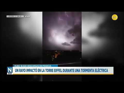 Un rayo impactó en la Torre Eiffel durante una tormenta eléctrica ?N20:30?03-05-24