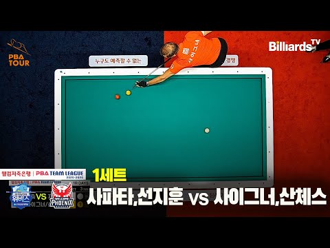 1세트 우리금융캐피탈(사파타,선지훈)vs웰컴저축은행(사이그너,산체스)[웰컴저축은행 PBA팀리그 25-26 1R]