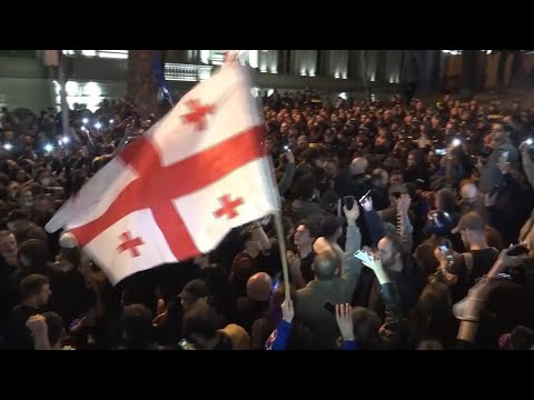 Georgian demonstrators protest against controversial law