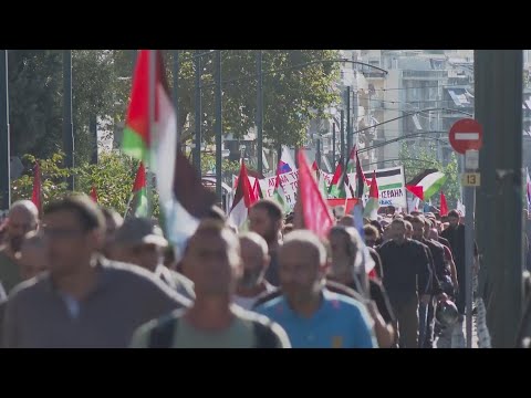 Protesters march to Israeli embassy in Athens calling for ceasefire in Gaza