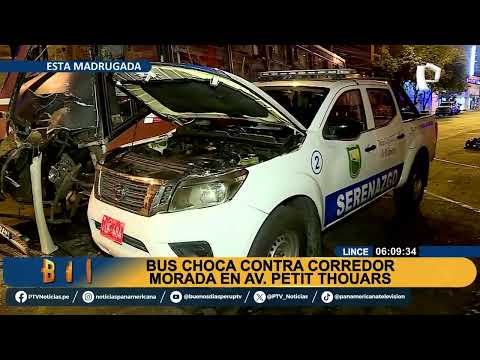 Doble choque en Lince deja 10 heridos: bus impacta contra Corredor Morado y patrulla de serenazgo