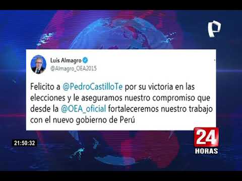 Entidades y personalidades internacionales se pronunciaron sobre proclamación de Pedro Castillo