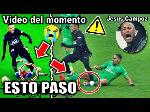 Neymar LESIÓN de TOBILLO en SAINT-ÉTIENNE vs PSG | Video en camara lenta QUE PASO resumen lesion hoy