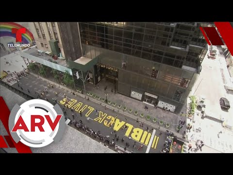 Pintan Black Lives Matter frente a edificio de Trump en NY | Al Rojo Vivo | Telemundo