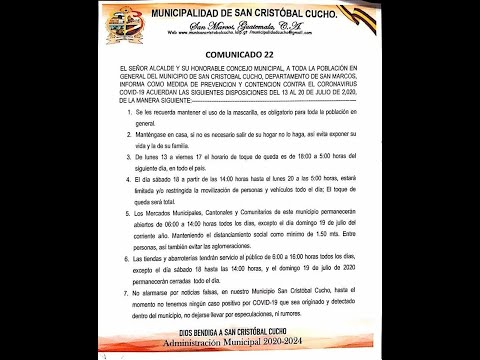 San Cristóbal Cucho no reporta casos de COVID-19