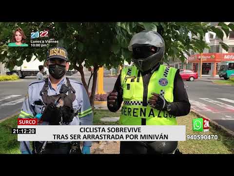 Surco: ciclista sobrevive tras ser arrastrada por miniván